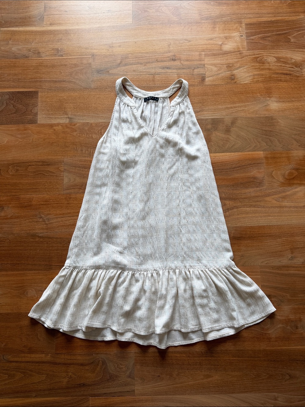 Light Cream Ruffle-Hem Halter Dress - Women